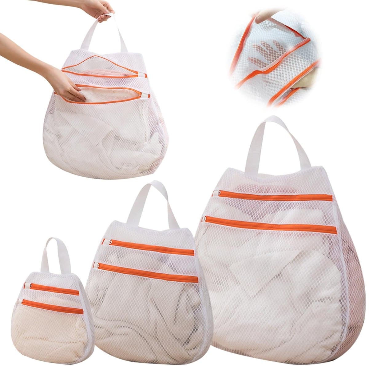Dailygoods- Waszak - Set van 3 - Polyester - Antislip - Waszakken voor wasgoed - Bescherming voor kleding - Afmetingen: 30x30/40x40/50x50 cm - Wasnet — afbeelding 1