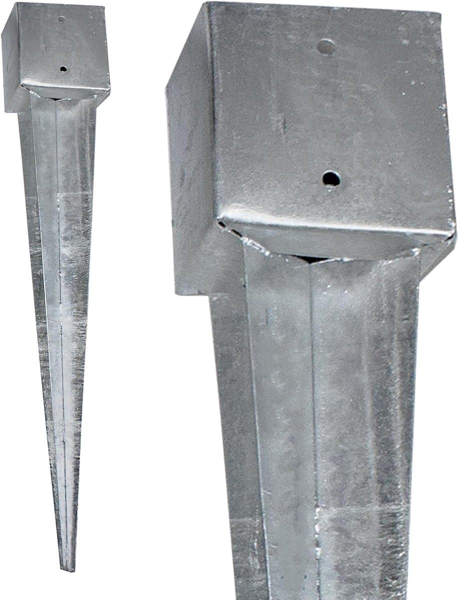 Vierkant Grondanker - Slaganker Staal - Stevig Fundament - Thermisch Verzinkt - 750 of 900 mm - Zilver — afbeelding 1