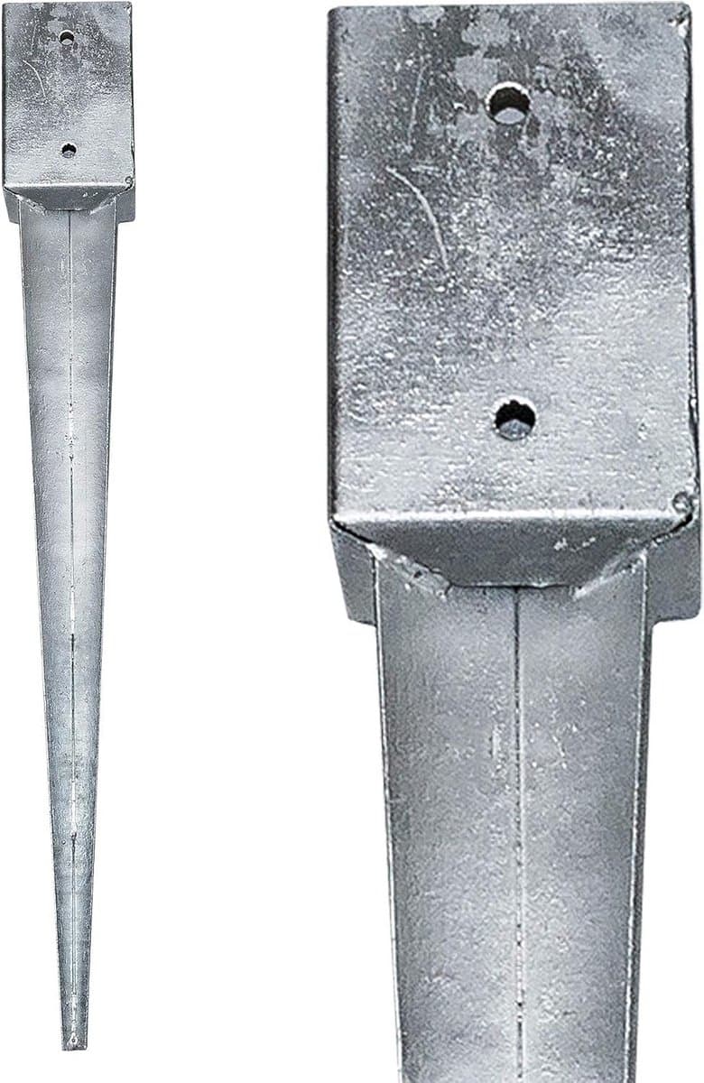 Vierkant Grondanker - Inslagbodemhuls - Stevig Fundament - Thermisch Verzinkt Staal - 750 mm of 900 mm - Zilverkleurig — afbeelding 1