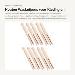 Dailygoods- Wasknijpers Houten - 10x Kledingklemmen - Handgemaakt - Glad Oppervlak - Ideaal voor Knutselprojecten - Duurzaam en Praktisch - Kledingklem — thumbnail 1