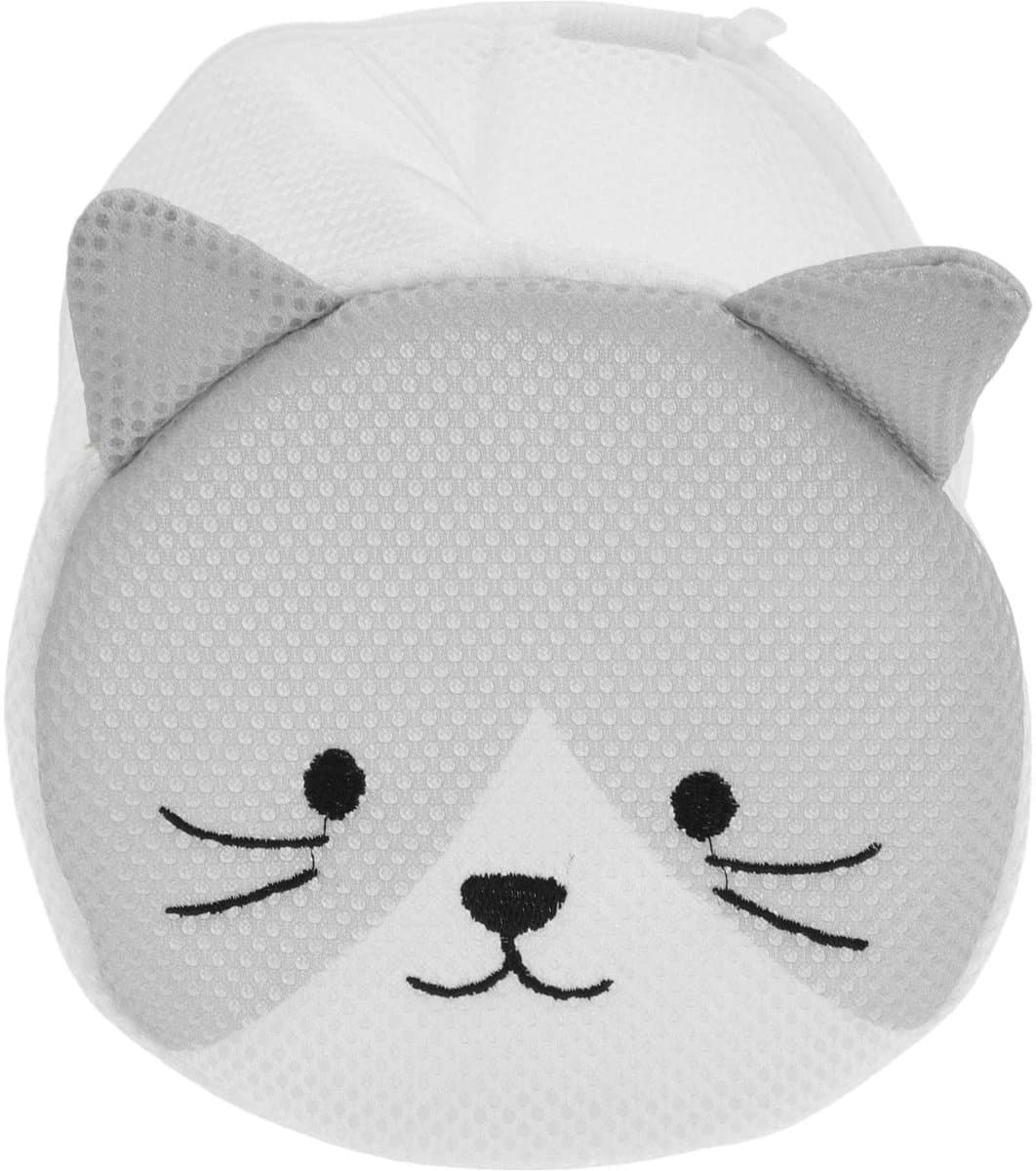 Dailygoods- Waszak - 3 Liter - Mesh-Waszakken met Rits - Duurzaam Polyester - Bescherming voor Lingerie/Sokken - Grijs Kattenpatroon - Waszakje — afbeelding 1