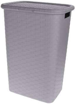 Benson Wasmand - rotan - met deksel - lichtgrijs - 60 liter - 33 x 44 x 60 cm - kunststof — thumbnail 2