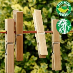 Wasknijpers Bamboe - Houten Clips - Was Ophangen - Duurzaam Materiaal - 120 Stuks - Natuurlijk — thumbnail 2