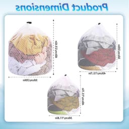 Set van 3 Mesh Waszakken voor Delicate Kleding, Machinewasbare Trekkoord Tas voor Sokken, Ondergoed en Broeken (30x40cm, 40x50cm, 50x60cm) — thumbnail 3