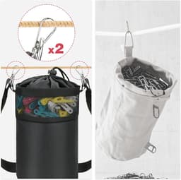 Wasknijperzak met riem - Klem organizer - Wasknijpers opbergen - Handsfree gebruik - Max 200 knijpers - Zwart — thumbnail 2