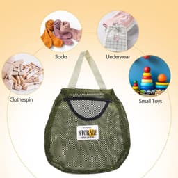 Wasknijperhouder - Peg zak - Kleding ophangen - Mesh ontwerp - 28 x 30 cm - Donkergroen — thumbnail 5