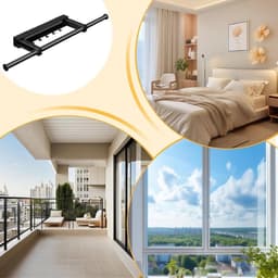 Droogrek Intrekbaar - Waslijn Wandmontage - Kleding Drogen - Geen Boren Nodig - 58-105cm - Zwart — thumbnail 2