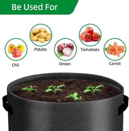 6 Pack 10 gallon aardappelkweekzakken met klepper, tuinplantzak met duurzaam handvat, verdikte niet-geweven stoffen potten voor tomaat, groenten en fruit (zwart en grijs) — thumbnail 4