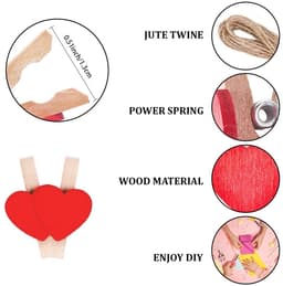 Dailygoods - Houten Wasknijpers - Mini Hart Clips - Schattige Decoratie - Rood - Herbruikbaar - Doe-het-zelf Ambachten - Bruiloft Feest — thumbnail 4