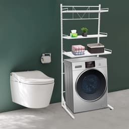 Wasmachine opbergplank – Voor badkamer en wasruimte – 3-laags multifunctioneel rek voor handdoeken en opslag – Wit — thumbnail 5