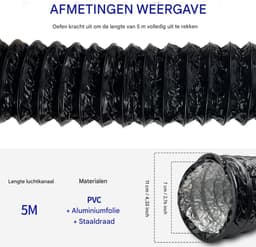 GELLDG Abluchtbuizen en -slangen - Flexibele PVC Abluchtslang - 5m x 10cm - Verstelbaar en Versterkt - Geschikt voor Afzuigkap, Wasdroger en Ventilator - Plastic Keukenaccessoire — thumbnail 3