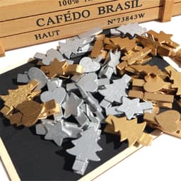 Jhubersproducts - Houten wasknijpers - Decoratieve knijpers - 100 stuks - Voor kerst en feesten - Knutselklemmen - Zilver — thumbnail 2
