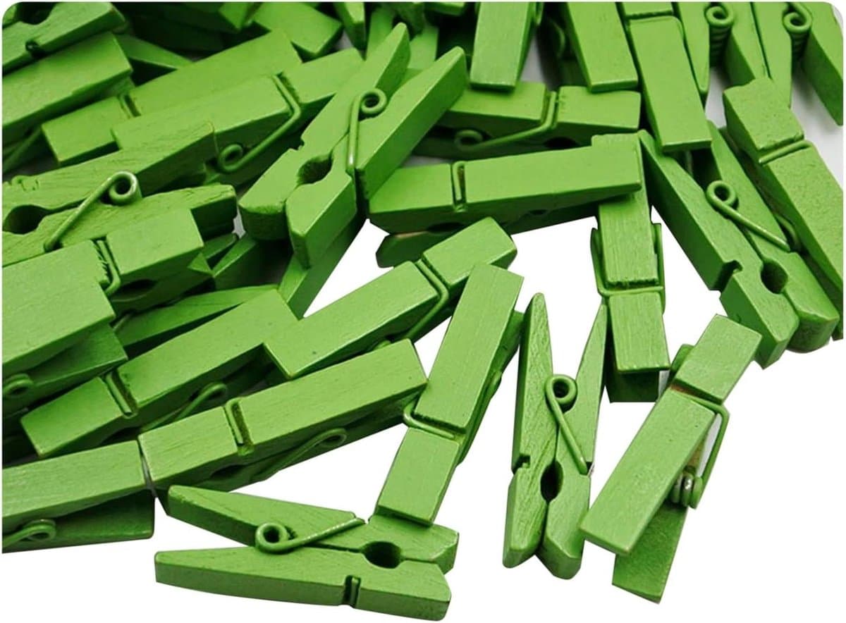 Houten Wasknijpers - Kleurrijke Clips - Decoreren en Knutselen - Natuurlijk Hout Materiaal - 100 Stuks 35 cm - Gemengde Kleuren — afbeelding 1