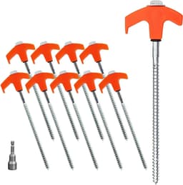 Set van 10 stevige stalen tentpennen van 20,5 cm voor camping, parasol en outdoor gebruik - ideaal voor gras, zand en bosgrond — thumbnail 5
