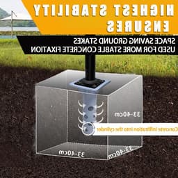 Universele grondanker voor parasol, stevige metalen basisplaat voor betonnen ondergrond, windbestendig en met hoge draagkracht boven 1 kg — thumbnail 4