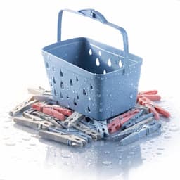 Wasknijperset met mand - Kledingklemmen set - Kleding drogen - Antislip handgreep - 30 stuks - Kleurrijk — thumbnail 1