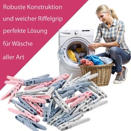 Wasknijperset met mand - Kledingklemmen set - Kleding drogen - Antislip handgreep - 30 stuks - Kleurrijk — thumbnail 2