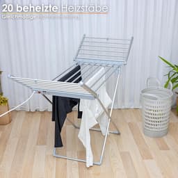 Elektrisch droogrek - Verwarmd wasrek - Was efficiënt drogen - Spatwaterdicht IPx1 - 12 meter drooglijn - Wit — thumbnail 4