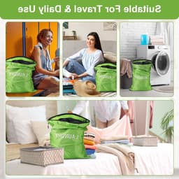 Waterdichte Waszakken voor Vuile Kleding - 4 Stuks in 3 Maten, Ideaal voor Zwemmen, Yoga en Reizen, Vouwbare Opbergzakken voor Gezinnen — thumbnail 3