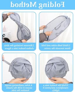 Vouwbare wasmand met handvat, ademend gaas, duurzaam polyester, ideaal voor badkamer, kamperen en reizen, multifunctioneel en praktisch. — thumbnail 2