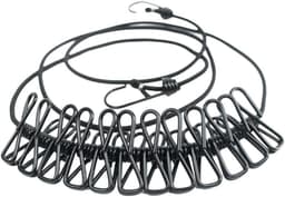 Waslijn Met Clips - Reis Waslijn - Drogen Kleding - Elastisch En Draagbaar - 190 cm - Zwart — thumbnail 1