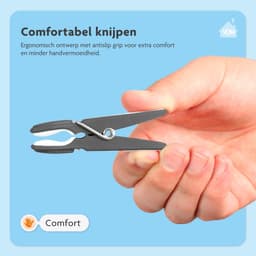 LaundrySpecialist Wasknijpers soft grip - Grijs/wit - 60 stuks - extra lang en stevig - wasknijpers plastic - wasknijpers kunststof - gekleurde knijpers — thumbnail 5