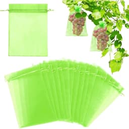 Fruitbeschermzakken - Organza zakjes - Vruchten beschermen - Met trekkoord - 60 stuks - Groen — thumbnail 1