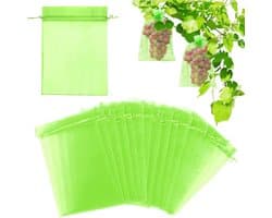 Fruitbeschermzakken - Organza zakjes - Vruchten beschermen - Met trekkoord - 60 stuks - Groen