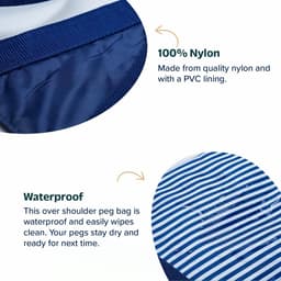 Wasknijperzak - Haringtas Pennenzak - Was ophangen - Waterdicht Nylon - 35 cm hoog - Blauw gestreept — thumbnail 3