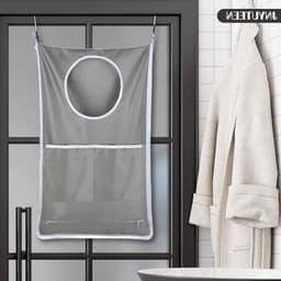Hanging Waszakken Set van 2, 77x50cm Opbergmand voor Wasgoed, Inclusief Rvs en Zelfklevende Haken voor Thuisgebruik — thumbnail 2