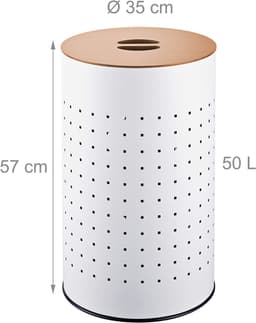 Wasmand met deksel - 50 liter - metaal - wit — thumbnail 4