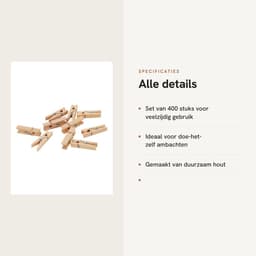 Dailygoods- Wasknijpers Mini Houten - Set van 400 - 3,5 x 0,7 cm - Voor Knutselen - Doe-het-zelf Decoratie - Betrouwbare Grip - Knutselmateriaal — thumbnail 4