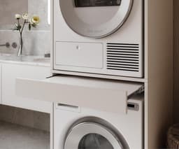 PLATAN ROOM Tall Cabinet Bathroom Cabinet Washer Dryer Cupboard Washing Machine Cabinet for Washing Machine & Tumble Dryer Over-mounted Cabinet 187 * 65 * 66cm Bathroom Rack (White, 66cm Wide) — thumbnail 3