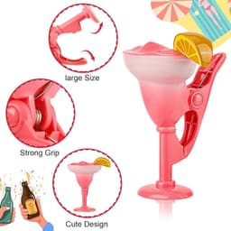 Dailygoods- Champagnehanddoekclips 4 Stuks - Creatieve Strandhanddoekclips - Cocktailvormige Zwembadclips - Duurzaam ABS/Roestvrij Staal - Antislip Ontwerp - Voor Ligstoelen en Strand - Strandlakenclips — thumbnail 2