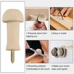 Dailygoods- Houten Shaker Peg - 10 Stuks - Duurzaam - Herbruikbaar - Voor Kleding/Hoezen - Ideaal voor Thuis/Office - Wandhaak — thumbnail 2