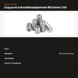 Dailygoods- Madenschroeven M3x4mm - 100 Stuks - Roestvrij Staal - Pinschroeven - Schroefdraadpennen - Schroefdraadgat — thumbnail 4