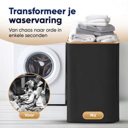 DARI. Wasmand 100L - Opvouwbare wasmand - Uitneembare waszak - Wassorteerder - Zwart — thumbnail 4