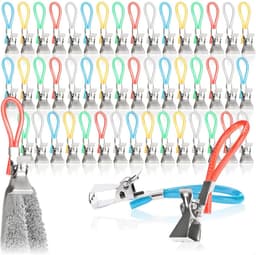 50 handdoekhouderclips voor badkamer en keuken - kleurrijke kunststof en metaal clips voor handdoeken en pannenlappen — thumbnail 1