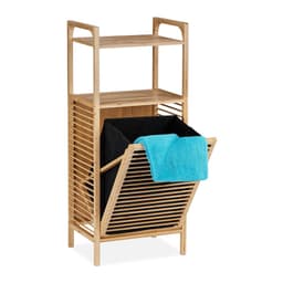 wasmand rek - bamboe - 2 planken - 95 x 40 x 30 cm - badkamerrek - uitklapbaar — thumbnail 3