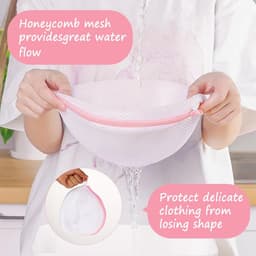 Waszakjes - 3 Stuks - Waszakken Met Rits - Bescherm Je Wasgoed En Wasmachine - Waszak - Wasnetten - Halfronde Wasmachinetas - Ondergoed - Beha - Herbruikbare Mesh-Waszak - Delicaat Wasgoed - 17x15 Cm - Roze+Groen+Grijs — thumbnail 4