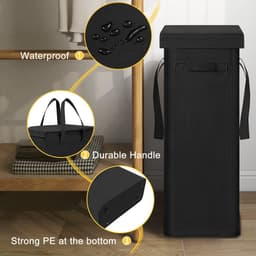 Unyqoos® Stijlvolle en Ruimtebesparende Wasmand voor Strakke Opbergruimtes, 60 Liter Capaciteit — thumbnail 3