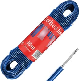 Buitenwaslijn - Blauw - 30 m - PVC-gecoate Waslijn met Stalen Kern - Voor Buitengebruik — thumbnail 1