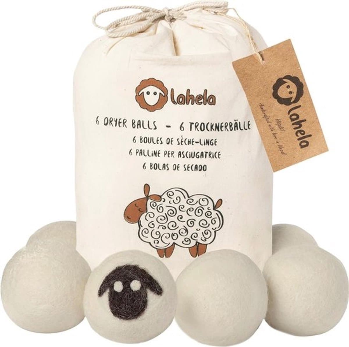 Drogerballen - voor droogtrommels - 6 stuks - Zacht - energiebesparend - Vervanging van wasverzachter - 100% premium schapenwol — afbeelding 1