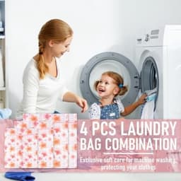 Set van 4 wasnetten met rits, waszakken voor de wasmachine in 4 maten, herbruikbare mesh zakken voor delicate kleding, blouses en sokken — thumbnail 3