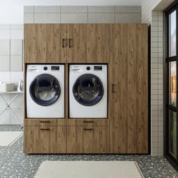 Roomart SERIE 2 Wasmachine Ombouwkast 194x205 cm - Dubbele Kast met Hoge Kast 60 - Eiken — thumbnail 4