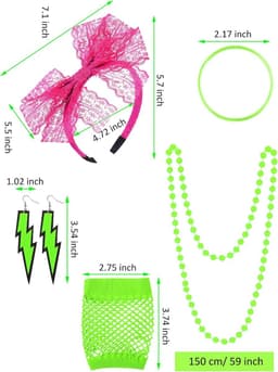 80 Outfit Kostuum Accessoires voor Vrouwen Neon T Shirt Tutu Rok voor Halloween — thumbnail 4