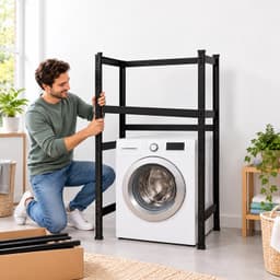 Wasmachine rek - 120 x 90 x 60 cm - tot 200 kg - zwart — thumbnail 2