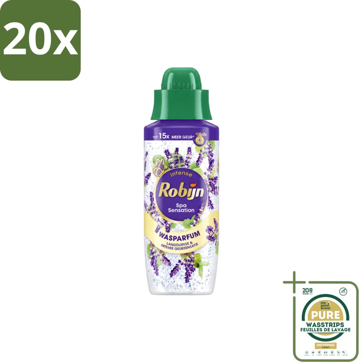 20 x Robijn – Wasparfum – Intense Spa Sensation – 342 ml - Wasstrips - Wasparfum - Wasparfum Spa - Geur - Geurparlletjes - Wasmiddel — afbeelding 1
