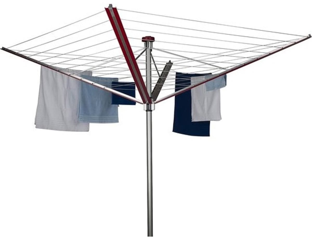 Droogmolen voor buiten - Wasrek voor buiten - Was drogen - In hoogte verstelbaar - 60 meter waslijn - Rood — afbeelding 1