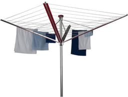 Droogmolen voor buiten - Wasrek voor buiten - Was drogen - In hoogte verstelbaar - 60 meter waslijn - Rood — thumbnail 1